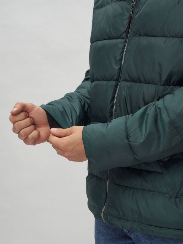Dark green hooded men's sports jacket 62179TZ