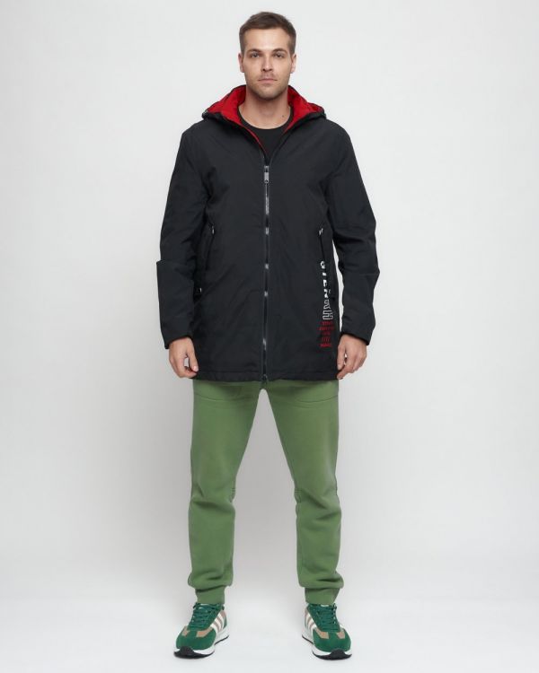 Men's sports parka with a hood in dark blue 88635TS